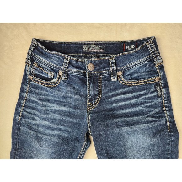 Silver Suki Straight Blue Jeans Womens Western Glove Works Size 29 X 32 - Picture 2 of 15